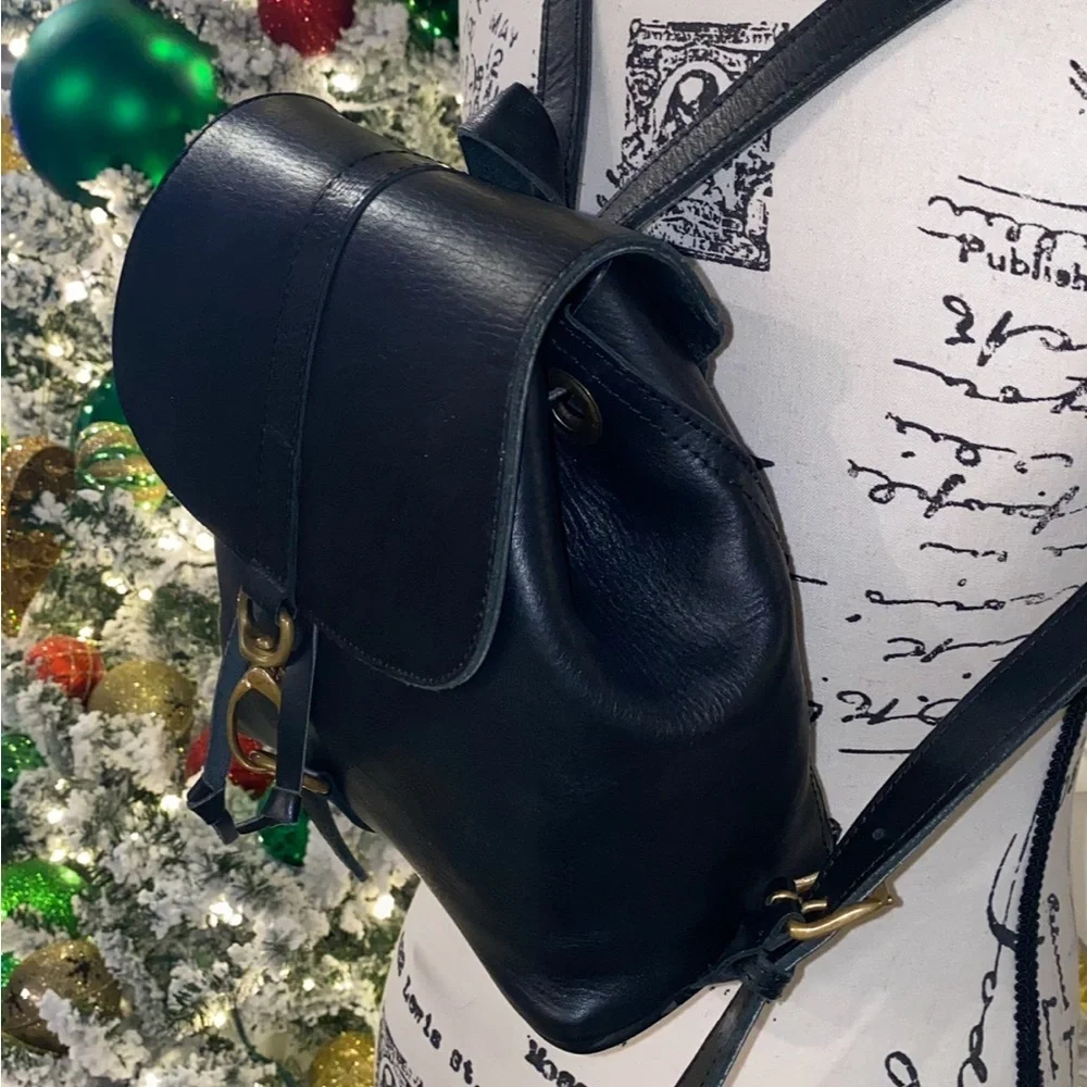 Abby Alley Mini Adelaide Backpack Handcrafted in Kenya in Black Leather